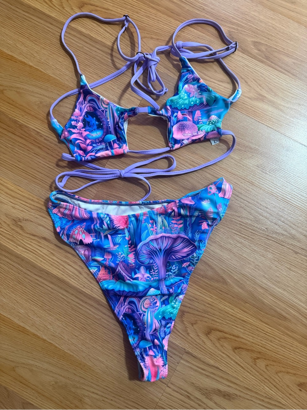 Vibrant Purple & Teal Mushroom Print Rave Fit